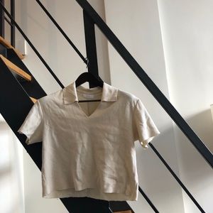 Oak + Fort collared cotton top. Size S.
